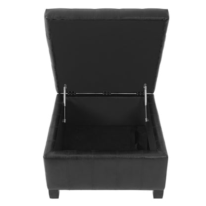 Square Tufted Indoor Ottoman With Lift-Top Storage