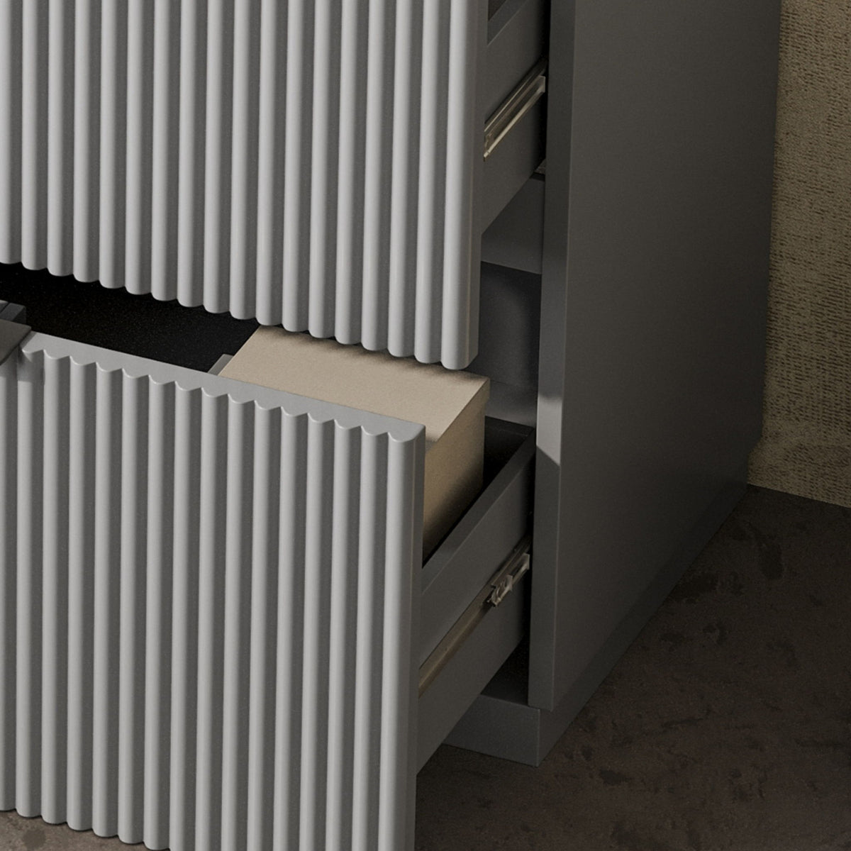 Fluted Bathroom Vanity With Ceramic Sink, Freestanding Cabinet