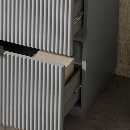 Fluted Bathroom Vanity With Ceramic Sink, Freestanding Cabinet