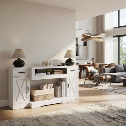 TV Stand With Adjustable Shelves & Double Doors