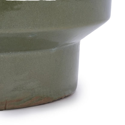 3 Pieces Ceramic Flowerpot, Planter For Patio, Garden Or Windowsills - Antique Light Green