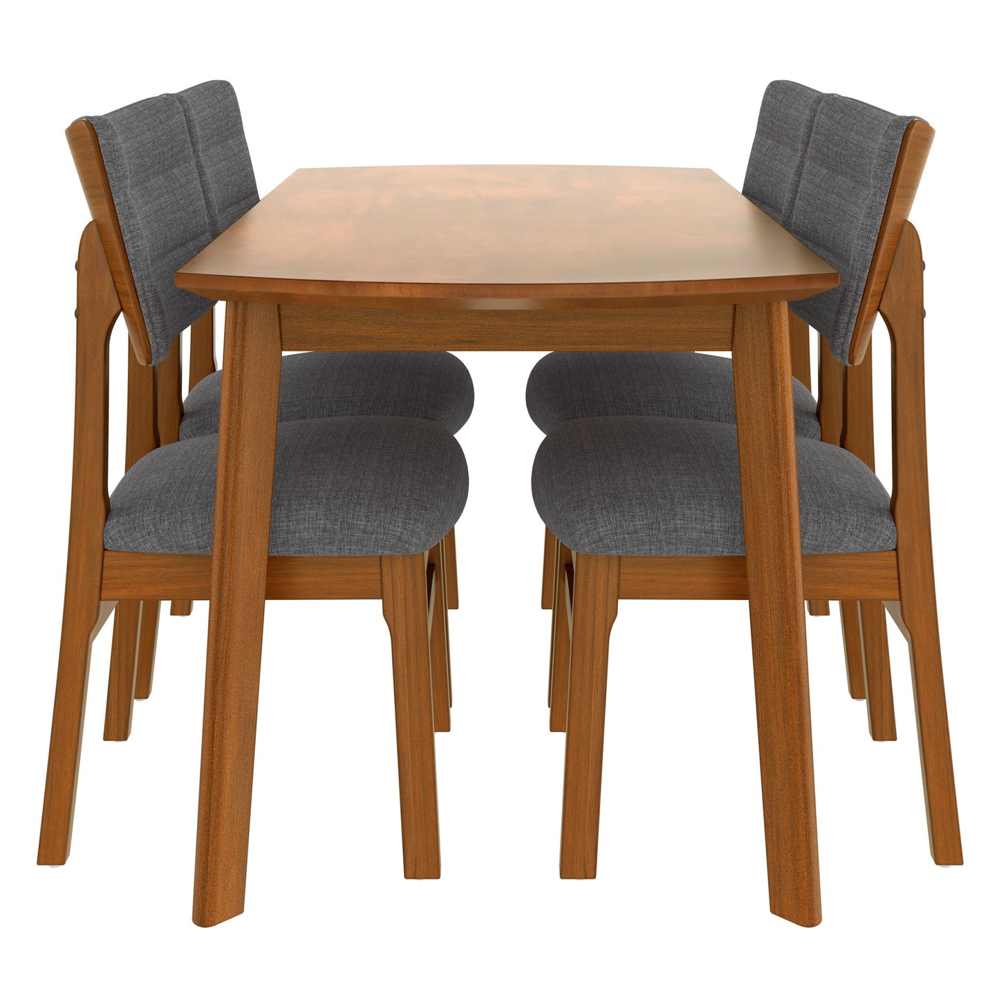 Dining Table Set For 4, Solid Wood Dining Table And Solid Wood Chairs, 5 Pieces Farmhouse Dining Table And 4 Upholstered Chairs - Brown / Gray