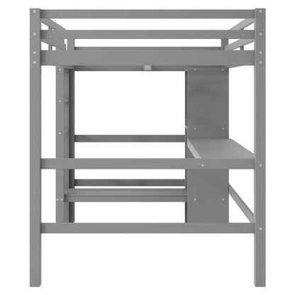 Loft Bed With Built In Desk And Multifunction Shelves