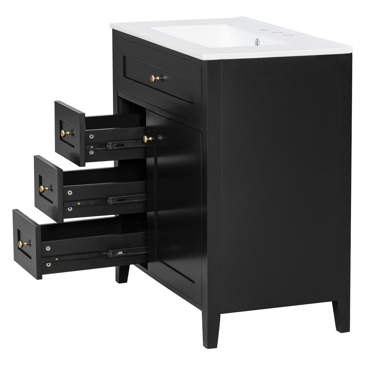 Bathroom Vanity With Sink, 3 Drawers And Adjustable Shelf, Freestanding Storage Unit
