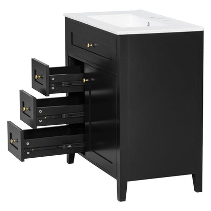 Bathroom Vanity With Sink, 3 Drawers And Adjustable Shelf, Freestanding Storage Unit