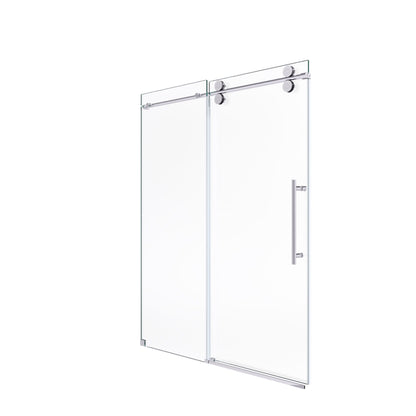 Frameless Single Sliding Shower Door With Clear Tempered Glass