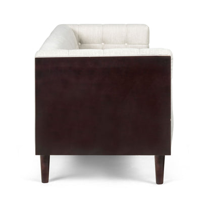 Contemporary Mid-Century Charm 3 Seater Sofa With Button Tufted Waffle Stitching