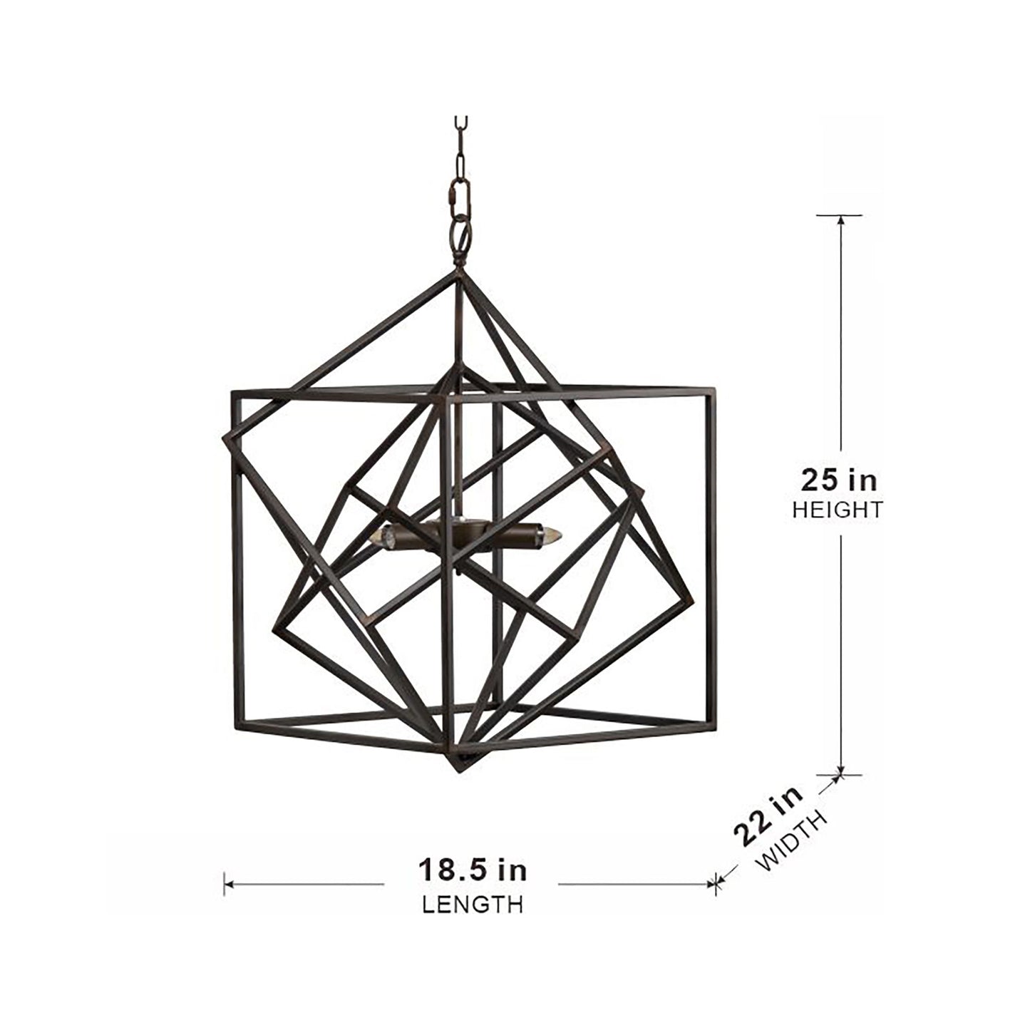 3 Light Metal Chandelier, Hanging Light Fixture With Adjustable Chain For Kitchen, Bulb Not Included - Black