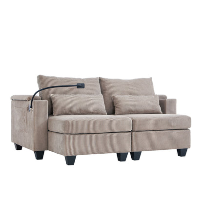 Convertible Chaise Lounge Sofa Chair With USB Ports, Cup Holders, Phone Holder And Storage