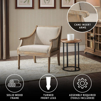 Transitional Cane Accent Armchair And Back Cushion - Natural