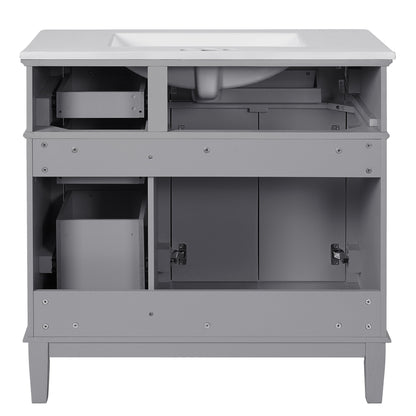 Modern Bathroom Vanity With Ceramic Sink, Soft Close Storage Cabinet