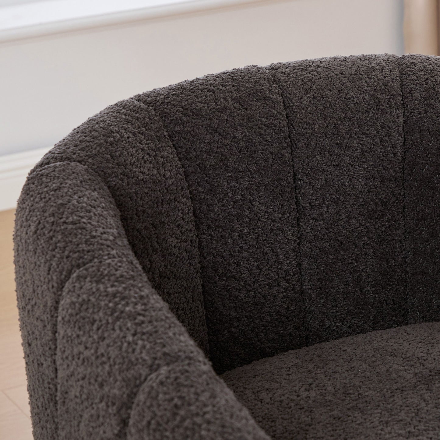 Swivel Upholstered Barrel Chair With Metal Base