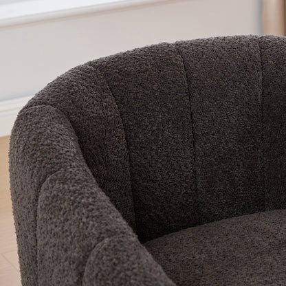 Swivel Upholstered Barrel Chair With Metal Base