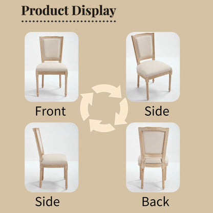 Dining Chairs Upholstered With T - Shaped Back (Set of 2) - Beige