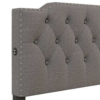 Upholstered Platform Bed With 2 Drawers And 2 Sets Of USB Ports On Each Side, Fabric