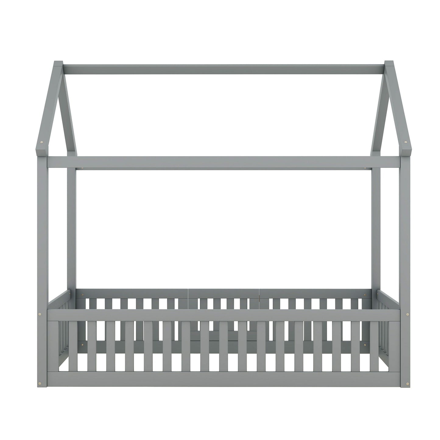 Wood House Bed With Fence And Door