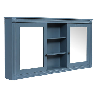 Modern Wall-Mount 2 In 1 Mirror Cabinet With Adjustable Shelves, Soft-Closing Hinges