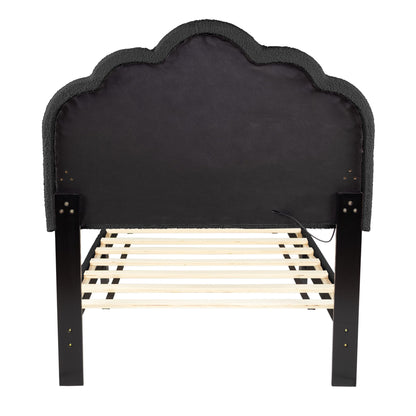 Bed With Floral Design Headboard And Built In LED Lighting