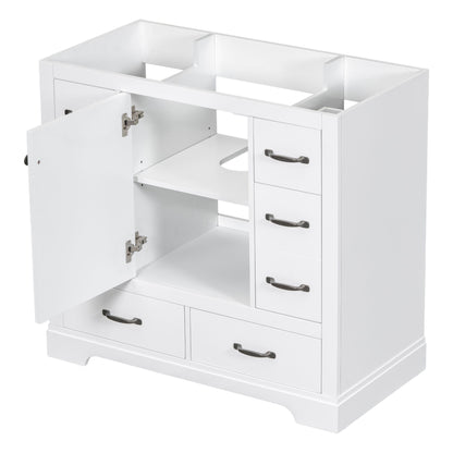Modern Bathroom Vanity Base Only, 6 Drawer Storage With Adjustable Shelf