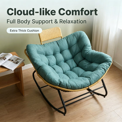 Oversized Papasan Rocking Chair Outdoor With Thick Cushion