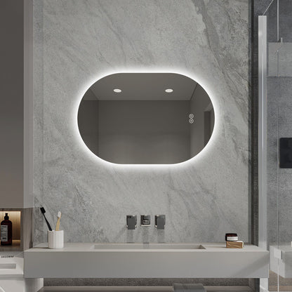 Smart Wall Mounted LED Touch Screen Mirror With Anti-Fog Function And Adjustable Lighting