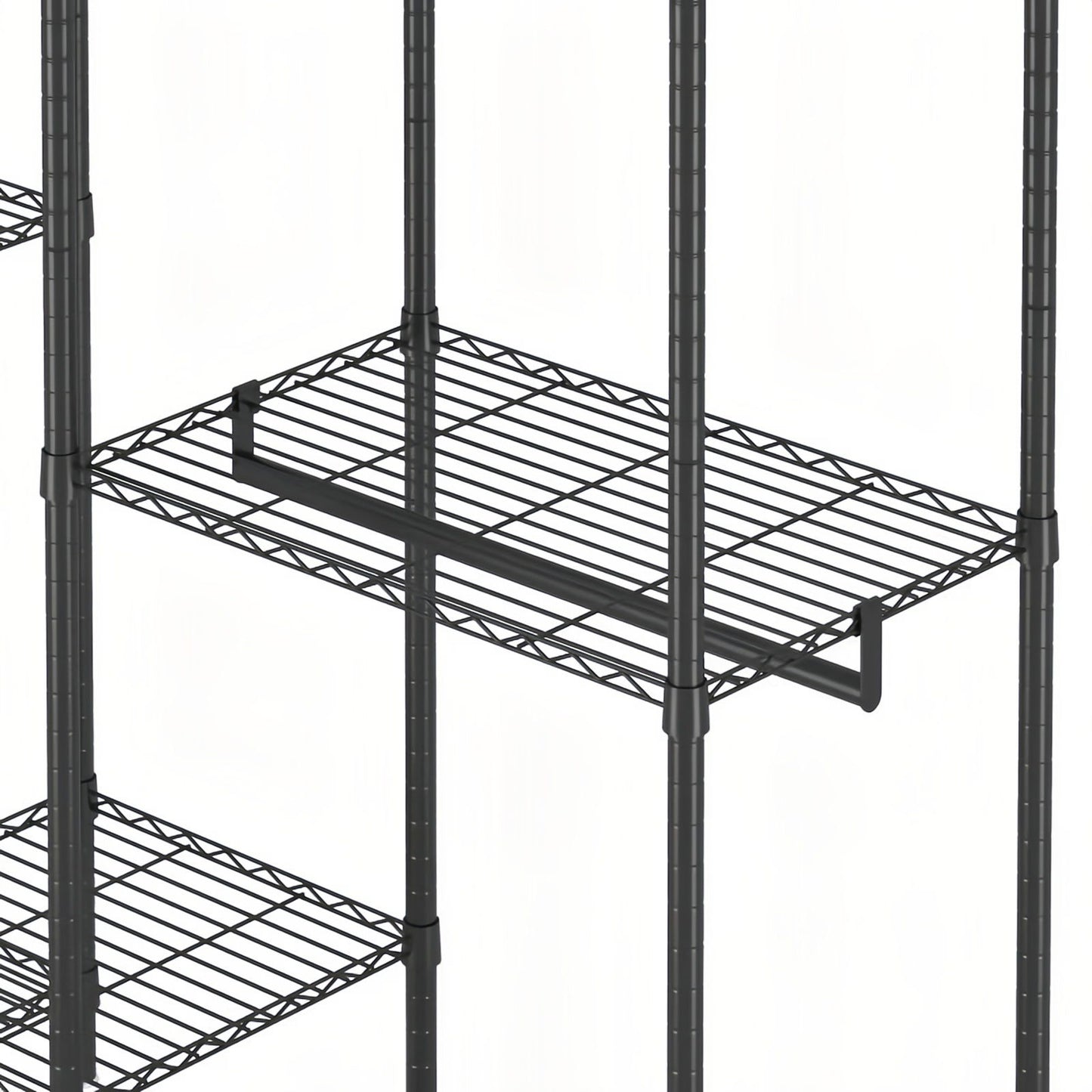 Heavy Duty Garment Rack With 8 Adjustable Wire Shelves And 5 Clothes Rails, Freestanding Closet Organizer Metal - Black