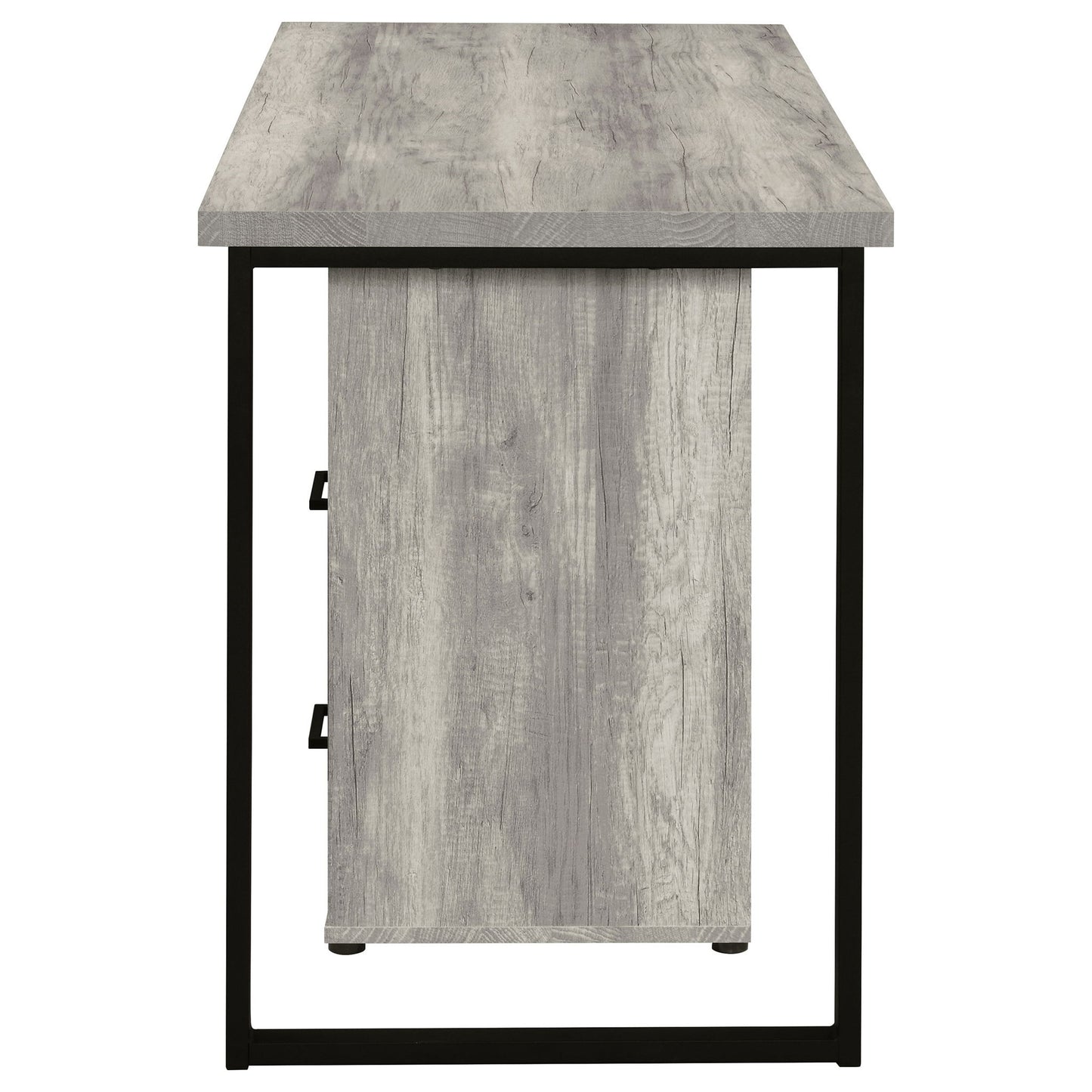 Corrado - L-Shape Office Desk With Storage - Gray