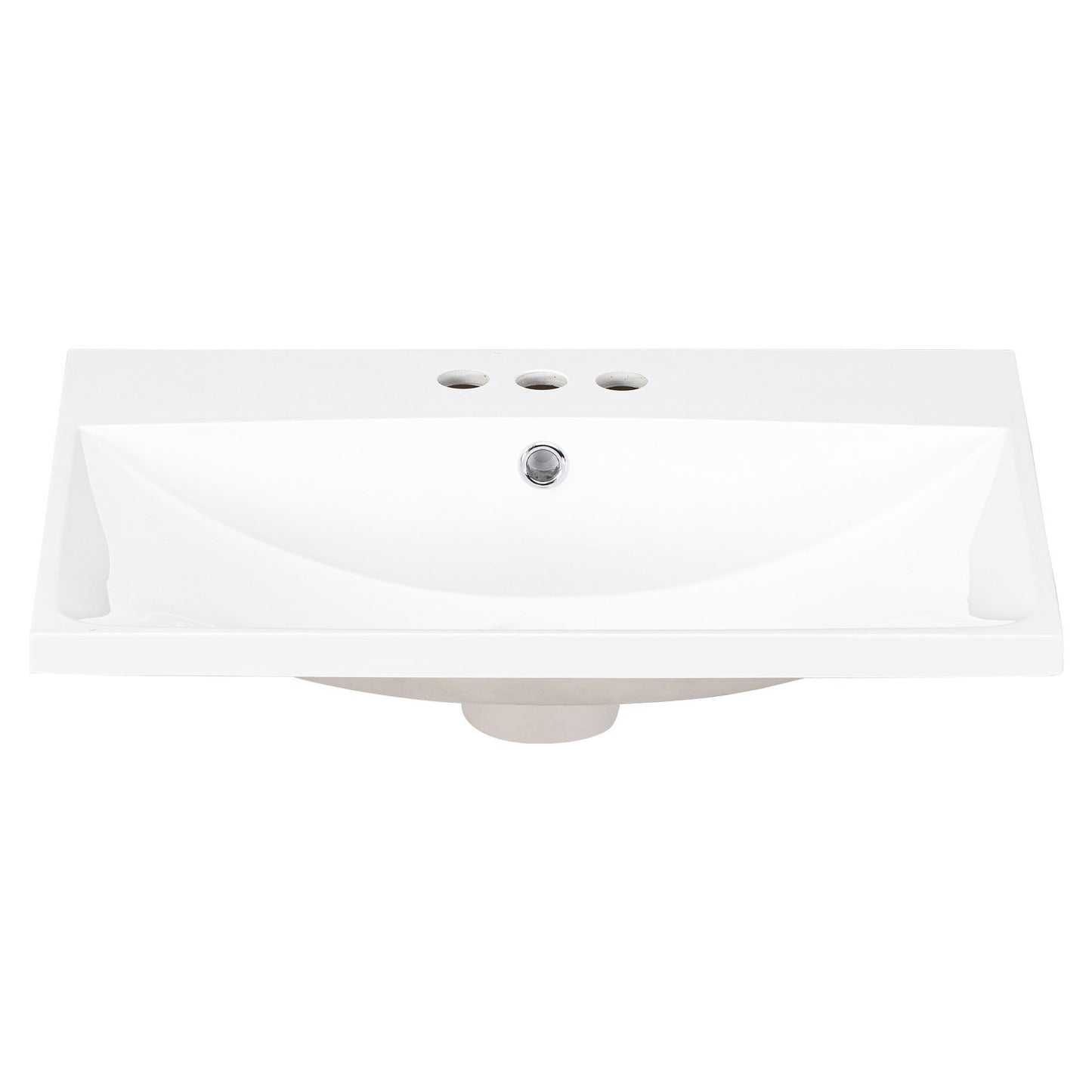 Bathroom Vanity Top, Rectangular Undermount Sink With 3 Faucet Holes, 4" Centerset Compatible - White