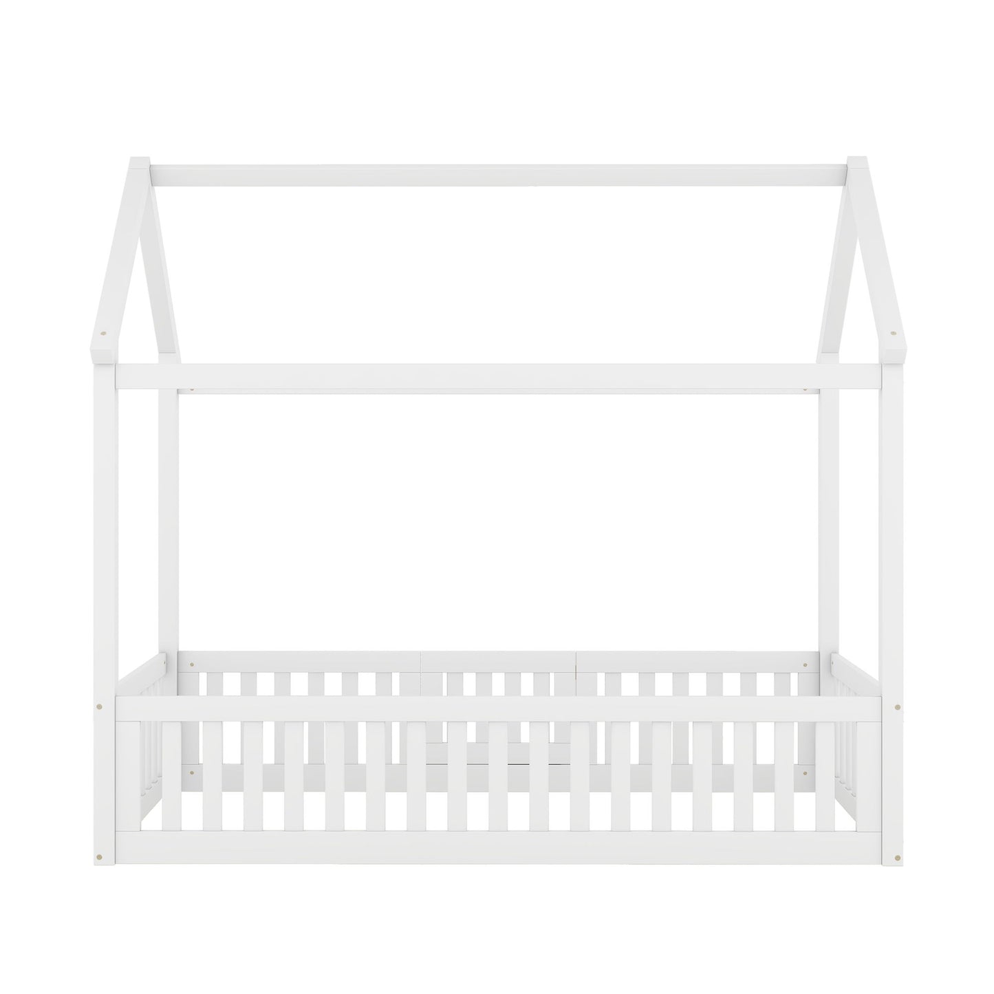 Wood House Bed With Fence And Door