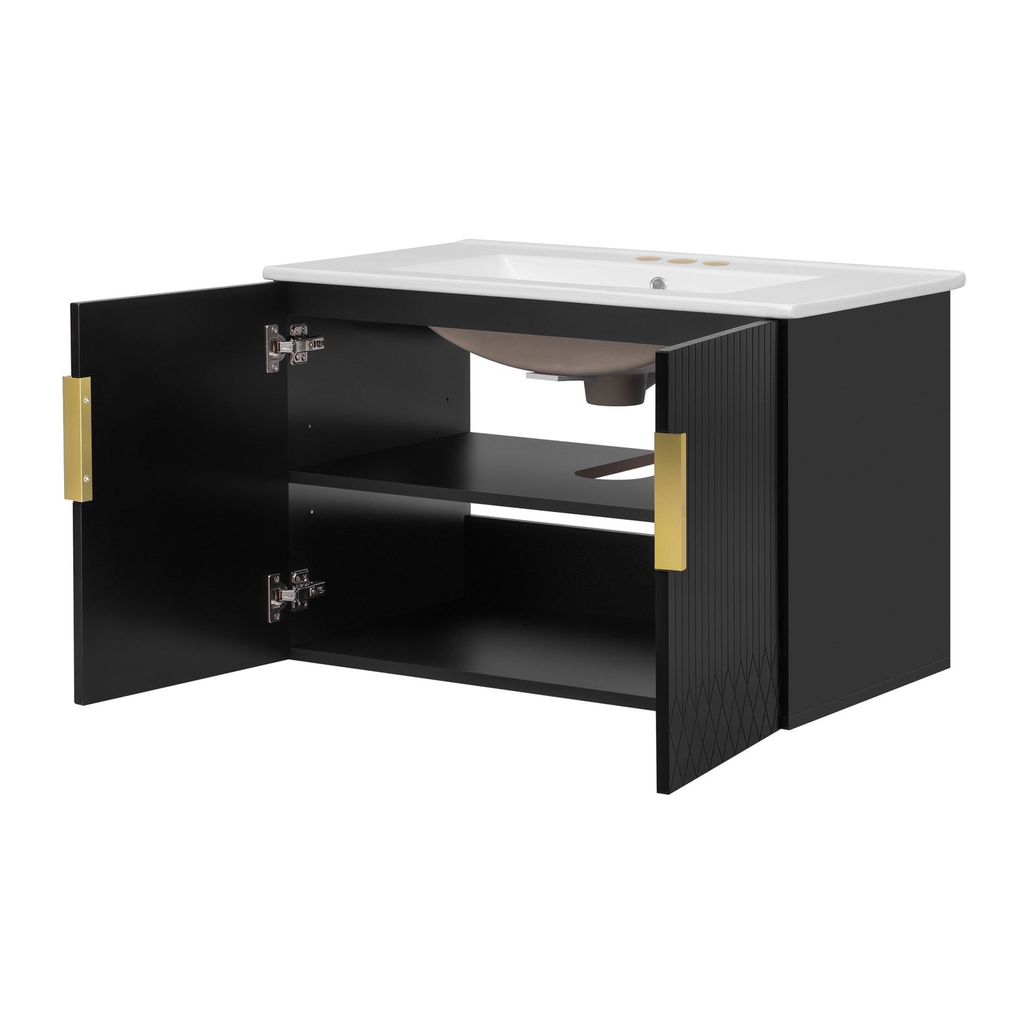 Bathroom Vanity With Sink, Rectangular Storage Cabinet With 2 Soft Closing Doors