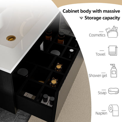 Wall Mounted Floating Bathroom Vanity With Sink And Drawers