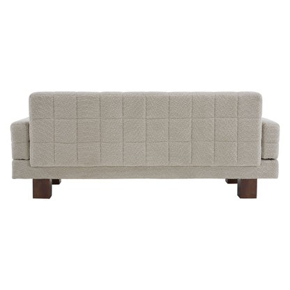 Modern Loveseat Sofa, 2 Seater With Square Arms For Living Room
