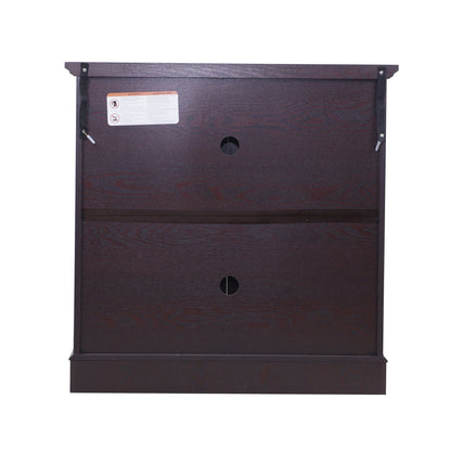 Modern Sideboard With Tempered Glass Doors - Ox Blood Red