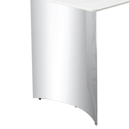 Modern Minimalist Dining Table With Marble Glass Top