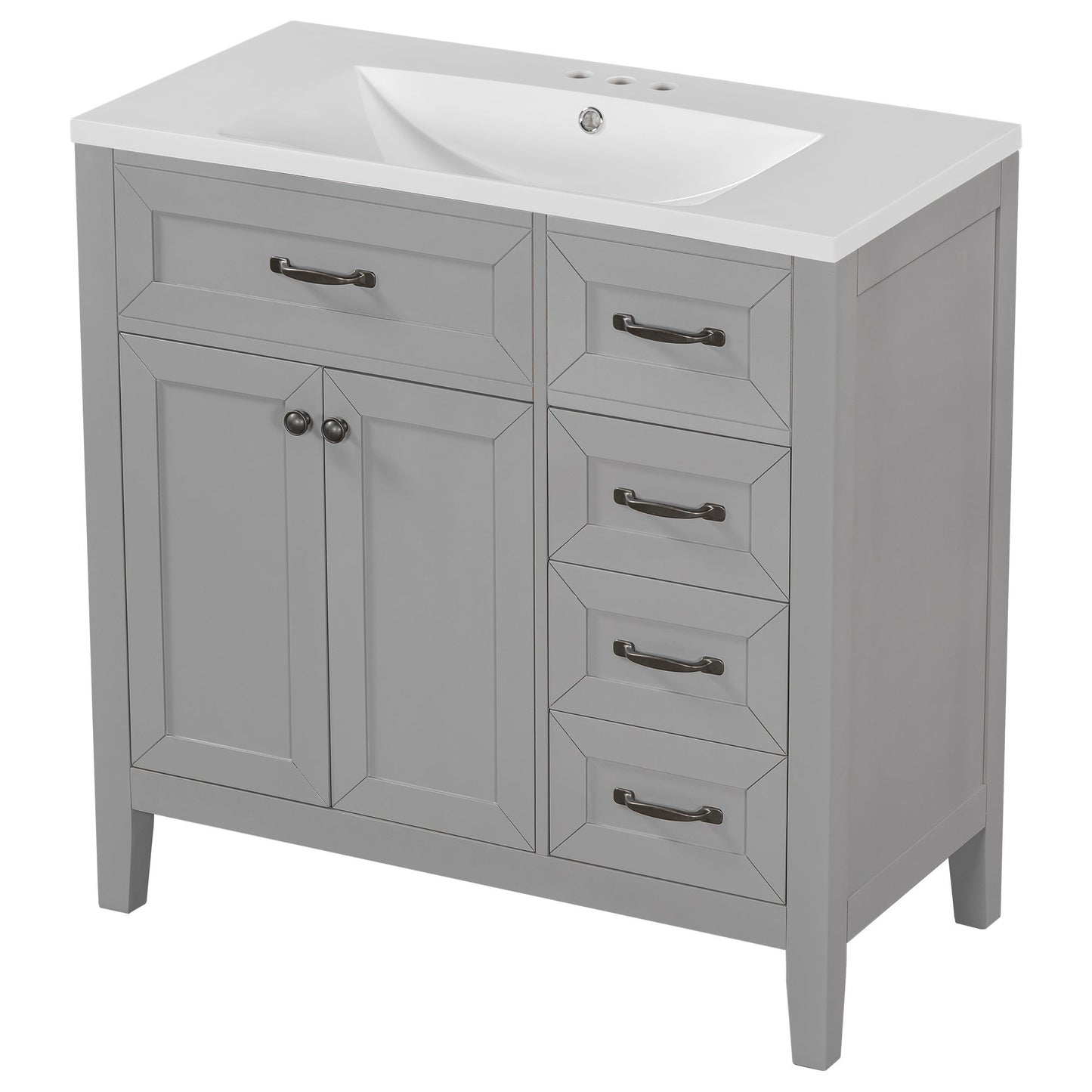 Modern Bathroom Vanity With Sink, Freestanding With Drawers And Doors