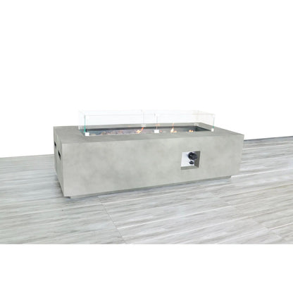 Rectangular Propane Fire Pit Table With Fiber Reinforcement And Adjustable Flame Control - Gray