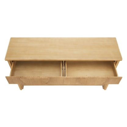 Fluted Console Table With Semi Circular Drawers - Natural