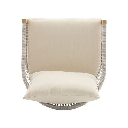 Modern Curved Aluminum Lounge Chair With Stylish Rope Weave Design And Cushioned Comfort For Outdoor