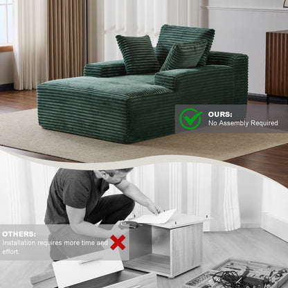 Oversized Chaise Lounge Chair Cozy Cloud Couch With 3 Throw Pillows And Wide Armrest