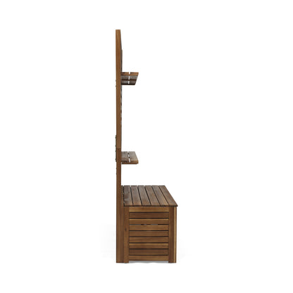 Storage Bench With Rack - Teak