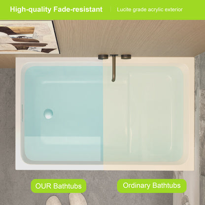 Freestanding Bathtub With Drain, Rectangular Shape