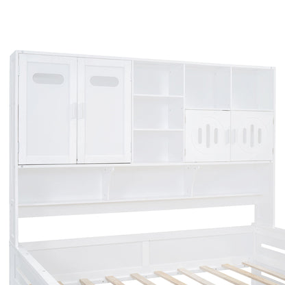 Daybed With All-In-One Cabinet And Shelf
