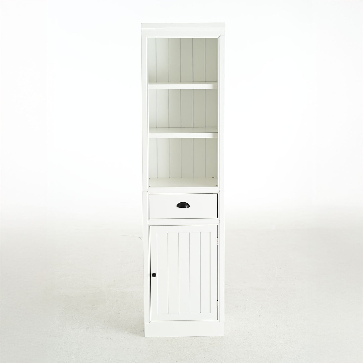 Retro Style 75'' Tall Display Shelf With Cabinet For Hallways Living Room Kitchen - White