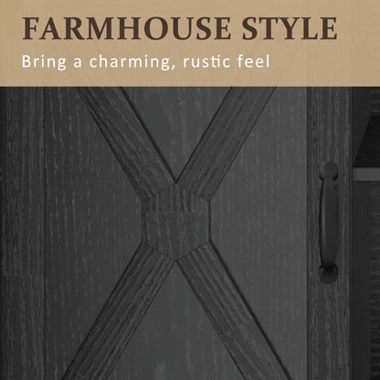 Farmhouse TV Stand With Sliding Barn Doors & Adjustable Storage