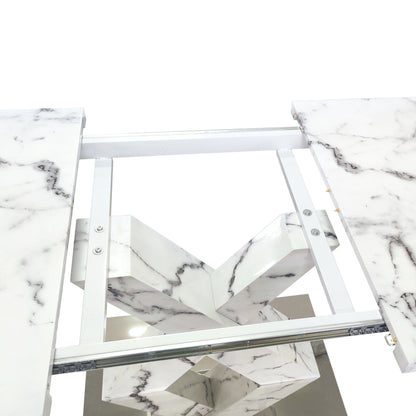 Modern Rectangle Dining Table With Stretchable TopAnd X Shape Legs