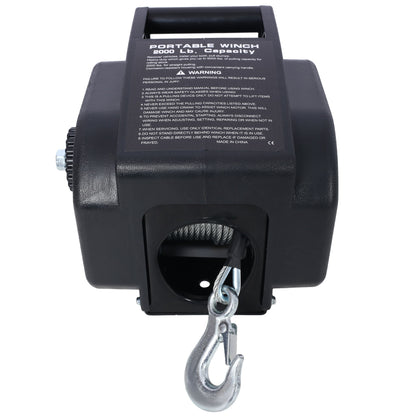 Reversible Electric Trailer Winch For Boats Up To 5000 Lbs With Galvanized Wire Rope And Casing - Black
