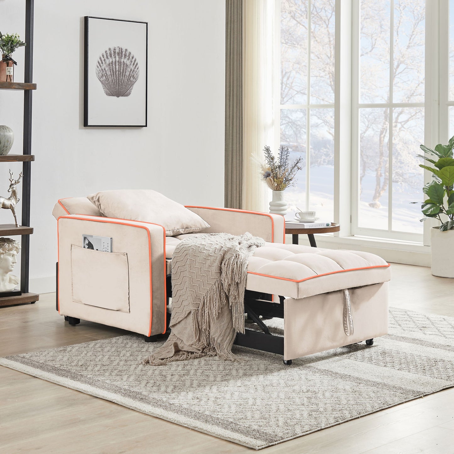 Modern 3 In 1 Sofa Bed Chair, Adjustable Recliner