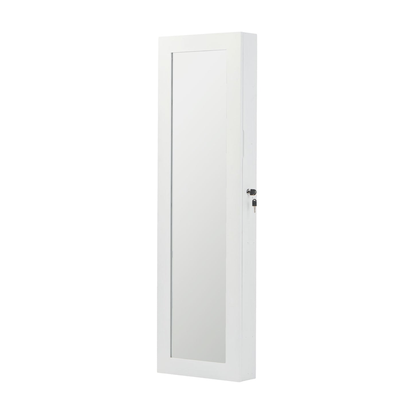 Jewelry Armoire Organizer With Full Length Mirror, Wall Mounted Lockable Cabinet With LED Light