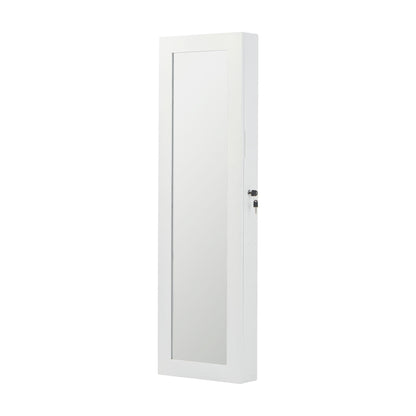 Jewelry Armoire Organizer With Full Length Mirror, Wall Mounted Lockable Cabinet With LED Light