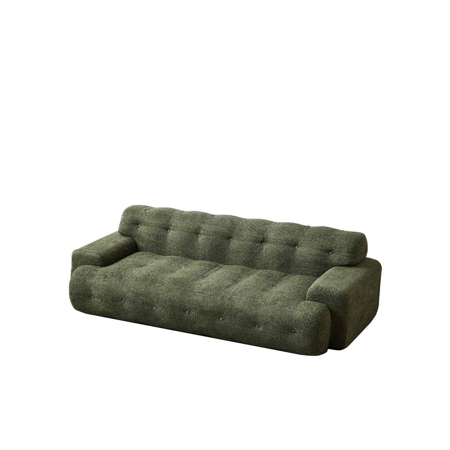 Cloud Series Minimalist Button Tufted Square Arm 3 Seater Sofa